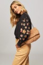 Fabienne Chapot Sort 'Heidi Blouse' viskose bluse med broderte blomster thumbnail