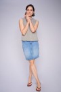 Mos Mosh Blue 'Vicky Olin' kort jeansskjørt med inka-dekor i linning thumbnail