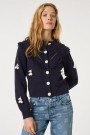 Fabienne Chapot After midnight blue 'Frido' bomullsmix cardigan med brodert kirsebær thumbnail