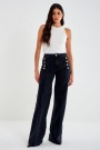 Vicolo Sort 'Giudith' high waist vid jeans med gullknapper fra Vicolo L32 thumbnail