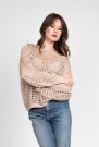 Vicolo GullBeige cool bomullmix heklestrikket genser thumbnail