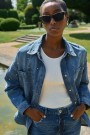 Mos Mosh Mid blue 'Emme Marine Shirt' oversized jeansjakke med diamantstuds thumbnail