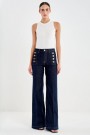 Vicolo Råjeans 'Giudith' rinse high waist vid jeans med gullknapper L32 thumbnail
