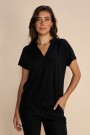 Mos Mosh Sort viskose 'Shira Tee' v-topp med ledig silhuett. Must have! thumbnail
