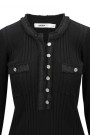 Katrin Uri Sort viskose 'LA Pullover' ribbet topp med jeanskant thumbnail