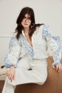 Fabienne Chapot Cream white bomull 'Josie ' bluse med lyseblå kontraster thumbnail