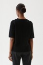 Busnel Sort 'Leona Top' cashmere/merino eksklusiv kabelstrikket kortermet genser  thumbnail