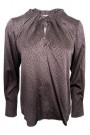 Amuse Kala/black 'Ada Printed' silkebluse med rynket krage som kan kneppes helt igjen thumbnail