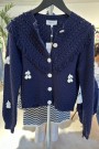 Fabienne Chapot After midnight blue 'Frido' bomullsmix cardigan med brodert kirsebær thumbnail