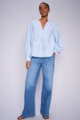 Mos Mosh Blue 'Dara Shane' wide leg high rise jeans med broderte lommer thumbnail