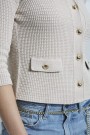 Arovescio Sand shell 100% bomull rutestrikket cardigan med lommeklaff thumbnail