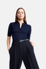 Cambio Royal navy 'Elaine Pleat' techno trendy egg-shaped bukse med fastmontert belte thumbnail