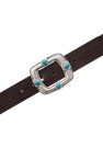 B.belt Steel grey 'Briana' 4 cm bredt skinnbelte med stor firkantet sølvspenne thumbnail