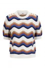 Katrin Uri Blue mønstret 'The Wave Bella' bomull kortermet genser med knapper thumbnail