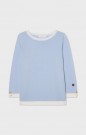 Busnel Ice Blue/ecru 'Helen Contrast Topp' 100% merino genser thumbnail