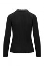 Katrin Uri Sort viskose 'LA Pullover' ribbet topp med jeanskant thumbnail