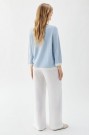 Busnel Ice Blue/ecru 'Helen Contrast Topp' 100% merino genser thumbnail