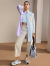Marc Cain Sorthvit stripet bucket bag thumbnail