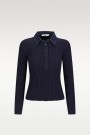 Katrin Uri Navy ribbet 'California pullover' med tencel-krage thumbnail