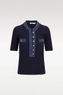 Katrin Uri Navy with jeans ribbet kortermet 'Malibu Pullover' thumbnail