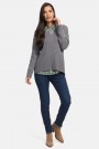Catnoir Grå Melange v-genser med ribbet kant i mykeste kvalitet  thumbnail