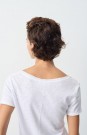 American Vintage Hvit 100% bomull 'Son33' cool t-shirt med v-hals og søm bak thumbnail
