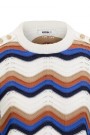 Katrin Uri Blue mønstret 'The Wave Bella' bomull kortermet genser med knapper thumbnail
