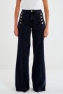 Vicolo Sort 'Giudith' high waist vid jeans med gullknapper fra Vicolo L32 thumbnail