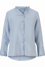 Ella&il Kentucky blue 'Clarion Linen Shirt' med rysjer og kinahals thumbnail