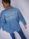 Mos Mosh Mid blue 'Emme Marine Shirt' oversized jeansjakke med diamantstuds thumbnail