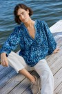 Katrin Uri Indigo 'Casablanca' 100% bomull voile bluse med jeanskantet v-hals thumbnail