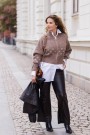 Hést Brown melange with white kort alpakkamix strikkejakke med zip thumbnail