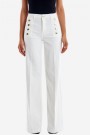 Vicolo Hvit 'Giudith' high waist vid bukse med gullknapper L34 thumbnail
