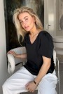 Amuse Sort 'Ella' silke v-bluse med viskose bak thumbnail
