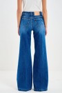Vicolo Denim Blue 'Giudith' high waist vid jeans med gullknapper L32 thumbnail