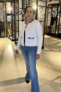 Salsa Jeans Offwhite strikket cardigan med perler og jeanskant. Nydelig! thumbnail