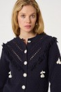 Fabienne Chapot After midnight blue 'Frido' bomullsmix cardigan med brodert kirsebær thumbnail