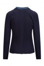Katrin Uri Navy viskose 'LA Pullover' ribbet topp med jeanskant thumbnail
