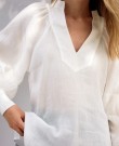 Milook Offwhite 'Amanda' lin bluse med twillstruktur thumbnail