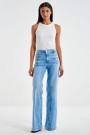 Vicolo Denim chiaro 'Giudith' high waist vid jeans med gullknapper L34 thumbnail