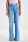 Vicolo Denim chiaro 'Giudith' high waist vid jeans med gullknapper L34 thumbnail