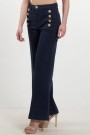 Vicolo Navy 'Giudith' high waist vid bukse med gullknapper L32 thumbnail