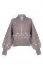 Hést Brown melange with white kort alpakkamix strikkejakke med zip thumbnail