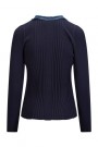 Katrin Uri Navy viskose 'La Pullover' ribbet topp med jeanskant thumbnail