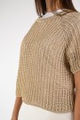 Vicolo Gullskimret viskose lurex heklestrikket topp thumbnail