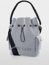 Marc Cain Sorthvit stripet bucket bag thumbnail