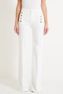 Vicolo Hvit 'Giudith' high waist vid bukse med gullknapper L32 thumbnail