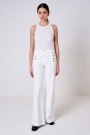 Vicolo Hvit 'Giudith' high waist vid bukse med gullknapper L32 thumbnail