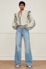 Fabienne Chapot Buttercream 'Josie Blouse' bomull bluse med sorte kontraster thumbnail
