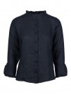 Ella&il Navy  'Clarion Linen Shirt' med rysjer og kinahals thumbnail